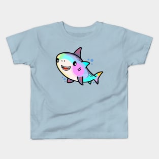 Happy smiling baby shark with bubbles. Kawaii cartoon Kids T-Shirt